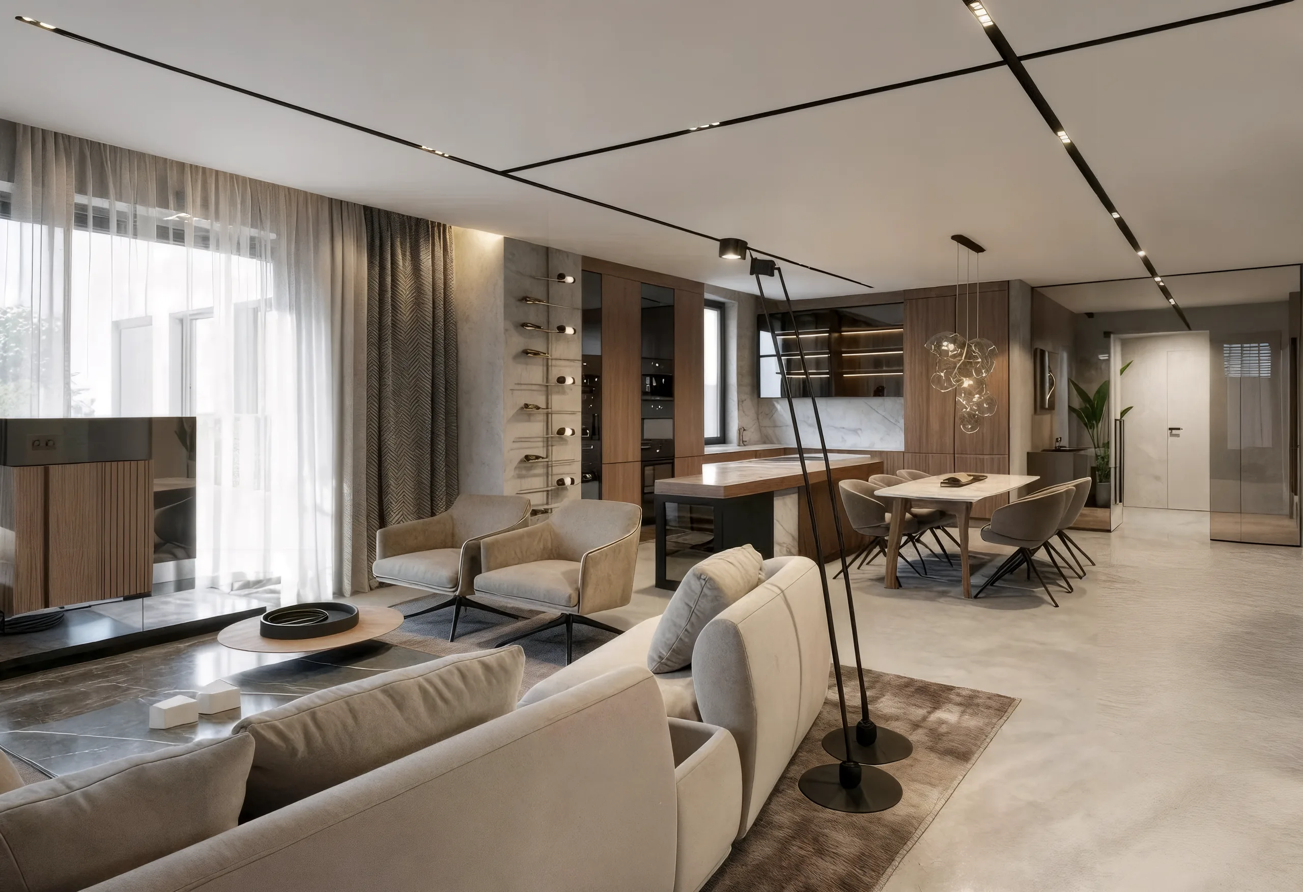 Fotorealistická vizualizace - Loft s kuchyní pod krovem